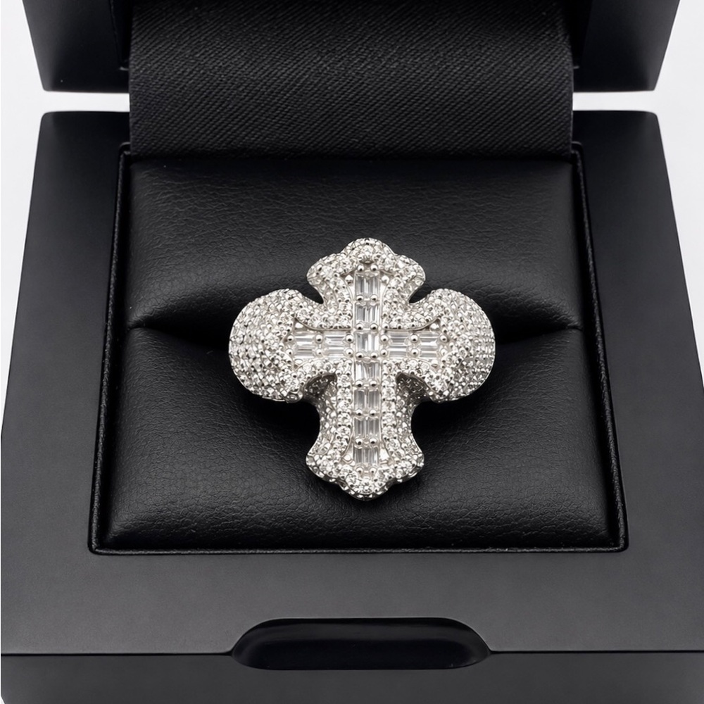 925 Sterling Silver 4.00CT MOISSANITE Cross Men’s Ring Size10, 11 or 12